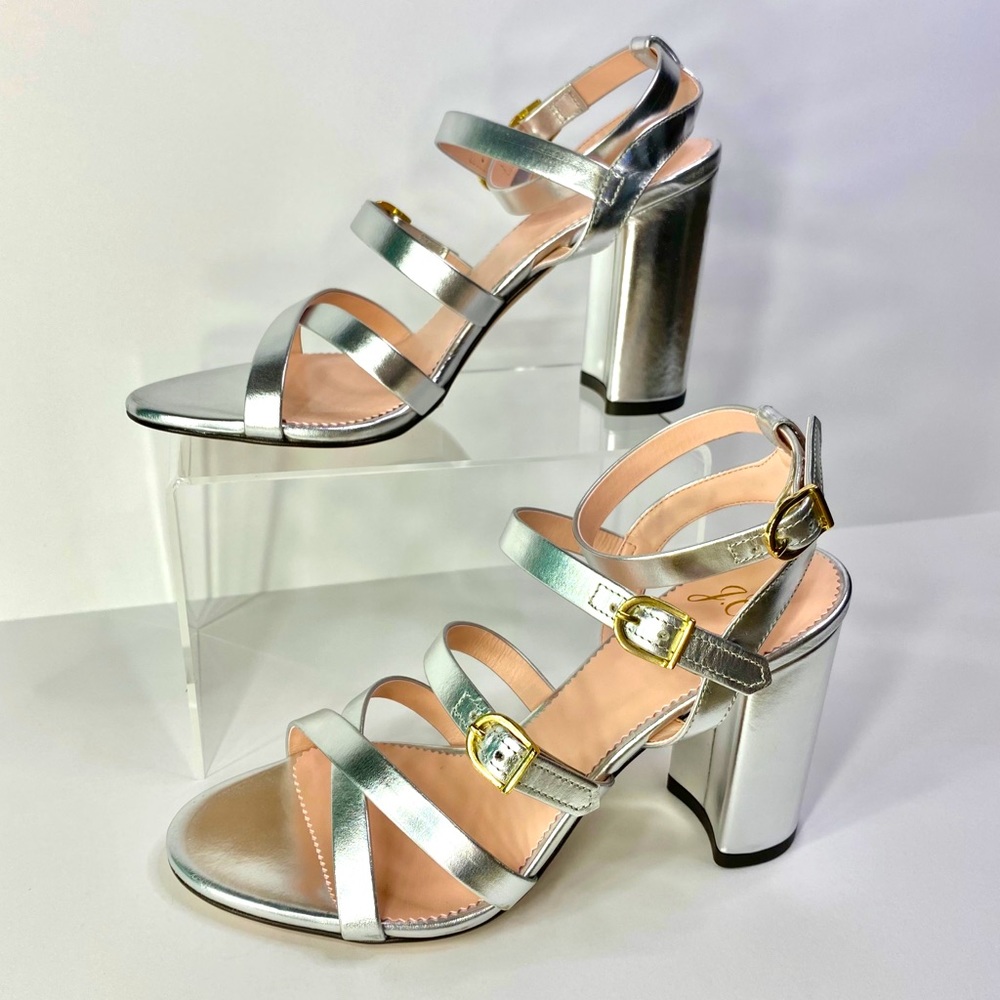 J. Crew Stella Metallic Strappy Block Heels